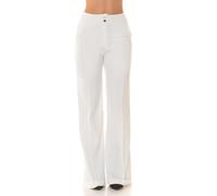 Koucla Highwaist Stoffhose Marlene Business Hose mit weitem Bein Schlaghose Bügelfalte und Krempel S