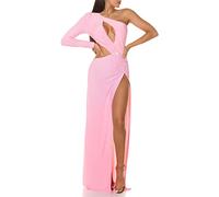 Koucla Hot One Shoulder Silvester Party Kleid mit Cutouts und Deko Strass One Size (Einheitsgröße)