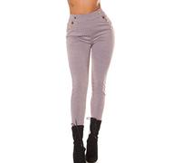 Karo Printed Skinny High Waist Leggings Hose mit Deko Knöpfe XL/XXL