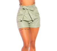 Koucla Kunstleder High Waist Hotpants mit Paperbag-Bund und Gürtel S