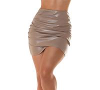 Koucla Kunstleder High Waist Minirock mit Falten-Effekt L