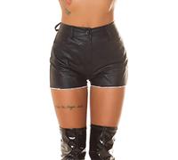 Koucla Leder Look High Waist Shorts mit Deko Strass XS