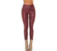 Koucla Leder Look High Waist Skinny Hose mit Deko Zipper L
