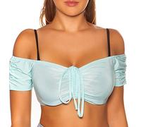 Koucla Off Shoulder Crop Top sexy bauchfrei mit Bändchen One Size (Einheitsgröße)