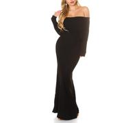 Koucla Off Shoulder Maxikleid Carmen Abendkleid Bodenlang Mermaid Kleid Cocktailkleid Langarm mit Umlegekragen One Size (Einheitsgröße)