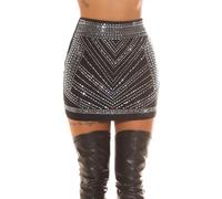 Koucla Party High Waist Stretch Minirock mit Deko Strass S