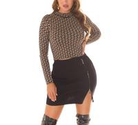 Koucla Printed Basic Langarm Pullover mit Turtle-Neck One Size (Einheitsgröße)