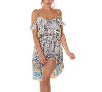 Koucla Printed Cold Shoulder Sommer Midi Viskose Kleid L/XL