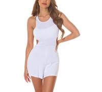 Koucla Racer Back Jumpsuit Hotpants Overall Kurz im Sport-Look Tank-Style mit Rücken-Cutout One Size (Einheitsgröße)