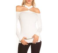 Koucla Schicker Cold-Shoulder-Pullover mit Halsband-Effekt S