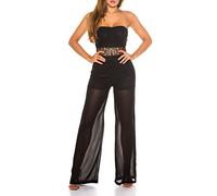 Koucla Sexy Off-Shoulder Overall semi-transparent, Farbe:Schwarz, Größe:M
