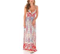 Koucla Sexy Sommer-Maxikleid mit gerafftem Bund und Paisley Druck L/XL