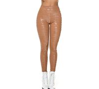 Koucla Shiny Party Leggings im High Waist-Style mit Print L/XL, Braun