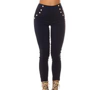 Koucla Skinny Business High Waist Leggings Hose mit Deko Knöpfe L/XL