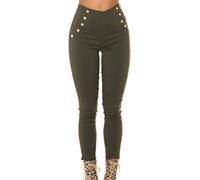 Koucla Skinny Business High Waist Leggings Hose mit Deko Knöpfe L/XL