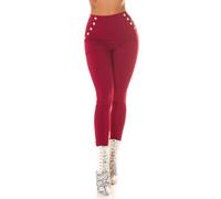 Koucla Skinny Business High Waist Leggings Hose mit Deko Knöpfe L/XL