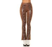 Koucla Snake Printed Leder Look High Waist Leggings mit Schlag S/M