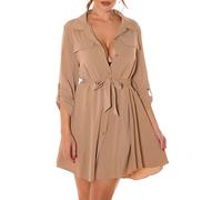Koucla Uni Business Blusenkleid Long Bluse mit Gürtel One Size (Einheitsgröße)