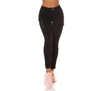 Koucla Uni Cargo High Waist Skinny Jeans mit Deko Zipper 36
