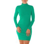 Koucla Uni Turtle Neck Langarm Strick Minikleid mit Rippstrick-Struktur One Size (Einheitsgröße), Grün