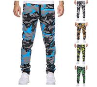 KOUYA Herren Camouflage Cargo Hose Jogginghose Trainingshose Sporthose Jogging Fitness Fitnesshose Sweatpants Einfarbig Jogger Männer Hosen