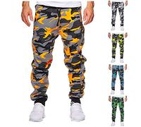 KOUYA Herren Camouflage Cargo Hose Jogginghose Trainingshose Sporthose Jogging Fitness Fitnesshose Sweatpants Einfarbig Jogger Männer Hosen