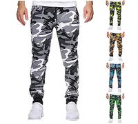 KOUYA Herren Camouflage Cargo Hose Jogginghose Trainingshose Sporthose Jogging Fitness Fitnesshose Sweatpants Einfarbig Jogger Männer Hosen