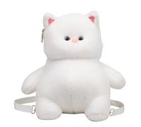 kowaku Katze Plüsch Spielzeug Rucksack Stofftier für Mädchen Frauen Outdoor, Weiß
