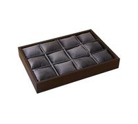 kowaku Samtschubladeneinsatz, Uhren-Organizer, 12 Gitterkissen, Displayhalter, Schmuck, Schmucktablett-Organizer für Schmuckvitrine, Grau Innen