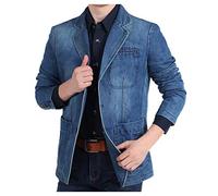 KPILP Herren Jeans-Jacke Vintage Sweatjacke Denim Anzugjacken Blazer Freizeitjacke Jeanssakko Übergangs-Jacke Men Cowboy Suit Jacket Coats