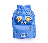 KPop Demon Hunters Derpy Tiger Blauer Rucksack | Schulrucksack für Kinder mit Reißverschlusstasche vorne | Gepolsterte Schultergurte & Brustgurt | K-Pop Demon Hunters Merchandise