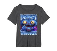 KPop Demon Hunters Derpy Tiger Bootleg T-Shirt, Damen Große Größen, Anthrazit Meliert, 3X
