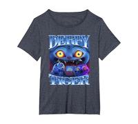 KPop Demon Hunters Derpy Tiger Bootleg T-Shirt, Damen Große Größen, Blau Meliert, 3X