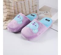 Kpop Herren Damen BT21 Koya Plüsch Hausschuhe BTS Warm Slippers Lila Größe36-42