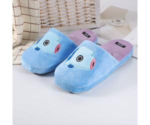Kpop Herren Damen BT21 Mang Plüsch Hausschuhe BTS Warm Slippers Blau Größe36-42