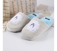 Kpop Herren Damen BT21 RJ Plüsch Hausschuhe BTS Warm Slippers Hellgrau Größe36-42