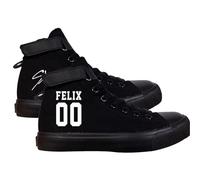 KPOP Skz Merch Schuhe Sneaker Felix Lee Know ChangBin Han I.N Felix HyunJin Seungmin Hiphop High-Top Canvas Schuhe, Schwarz-Felix00, 8 Women/6.5 Men