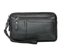 KPYWZER Leder-Clutch-börse für Herren, Handgelenk, ReiÃŸverschluss, Reisepass, Münzen, Handtasche, Organizer für Handgelenk