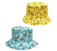 KQDRAVINE 2 Stück Lustig Entenhut Festival Fischerhut Bucket Hat, Damen und Herren Duck Cap Wendemütze in Blau und Gelb, für Reise Party Karneval, Strand, Angeln und Täglichen Gebrauch