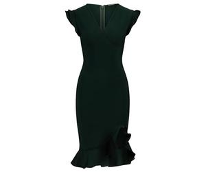 Kraimod Women's Bandagekleid aus hochwertigem Material mit Volants Special Occasion Dress, dunkelgrün, 34