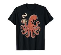Kraken Octopus Drinking Coffee Theme for Men and Women T-Shirt
