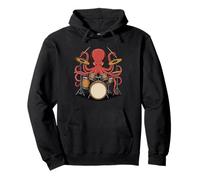 Kraken Octopus Playing Drums for Musician Men and Women Pullover Hoodie