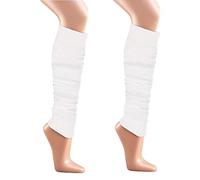 krautwear® Damen 2 Paar Beinwärmer Arm Stulpen Legwarmers Einfarbig Gestrickte Strümpfe 80er 90er Jahre 1980er Jahre Weiss (2x weiss)