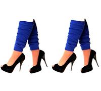 krautwear Damen Beinwärmer Stulpen Legwarmers Overknees gestrickte Strümpfe 80er Jahre 1980er Jahre, 2xblau, Einheitsgröße