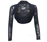 krautwear Damen Bolero Langarm Stola Bolerojacke Hochzeit Festlich Spitze schwarz weiß rot beige blau pink