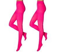 krautwear Damen Mädchen Strumpfhose 60 Denier Karneval Fasching Sport Neon Farben (DE/NL/SE/PL, Alphanumerisch, XXL, Regular, Regular, NeonPink (2 Stück))