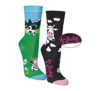 krautwear Herren Damen 2 Paar Lustige Bunte Gemusterte Fun Sneaker Socken Witzige Strümpfe Baumwolle (36-41, Kühe)