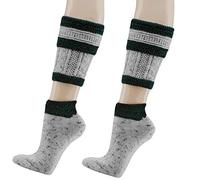 krautwear Herren Trachtenstrümpfe Loferl 2tlg Wadenwärmer + Socken (Grau/Grün-2x, 39-42)