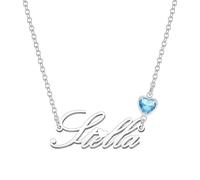 Kraven Damen Kette mit Namen Blauer Geburtsstein-Anhänger Halskette Namenskette Geschenk Personalisiert Damenkette Buchstaben Kette Geschenkidee für Frauen Teenager Mädchen Tochter (Stella)