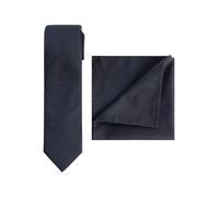 Krawatte BOSS "H-SET TIE-PKT SQ", Herren, dunkelblau, Web, Materialmix, gemustert, festlich, Krawatten, mit Einstecktuch, Geschenkset (45086948-0) dunkelblau